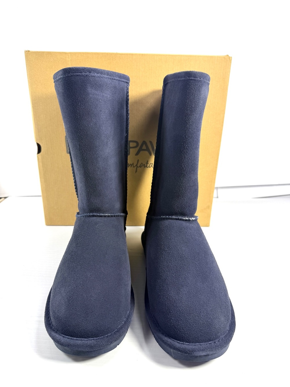 BearPaw Navy Tall Suede-Style Winter Boots for Women